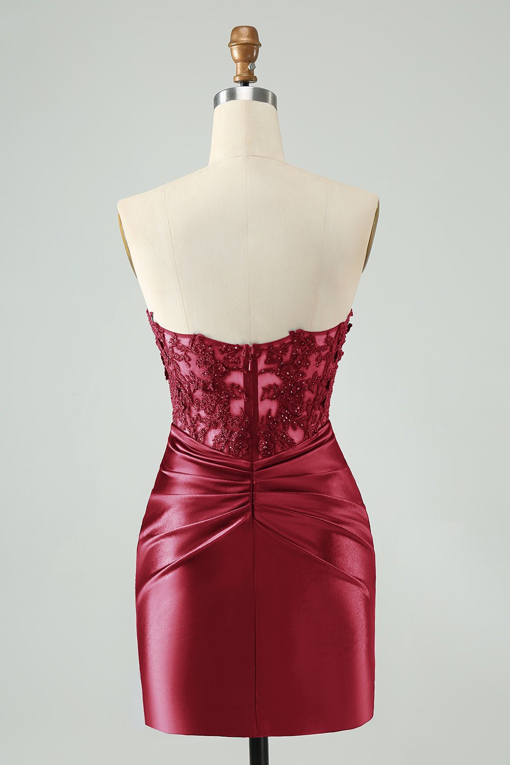 Sparkly Royal Blue Bodycon Strapless Hollow Out Mini Dress with Lace - Image 8