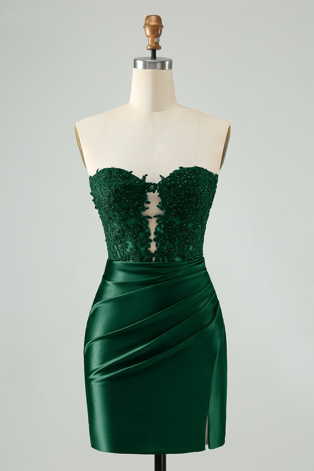 Sparkly Royal Blue Bodycon Strapless Hollow Out Mini Dress with Lace - Image 9