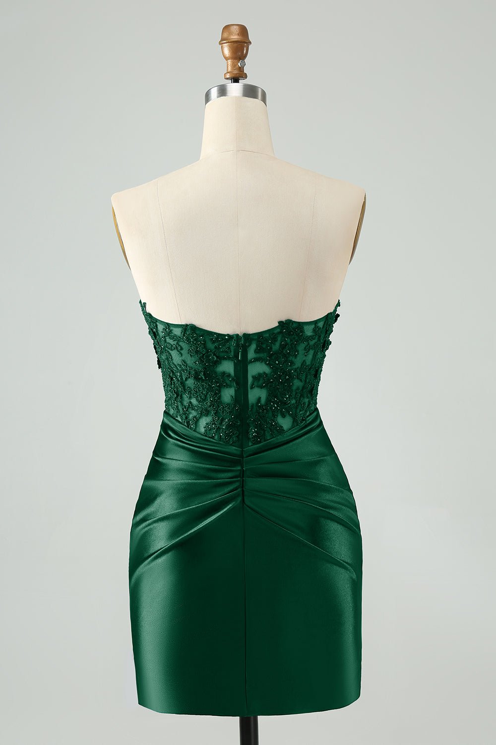 Sparkly Royal Blue Bodycon Strapless Hollow Out Mini Dress with Lace - Image 10