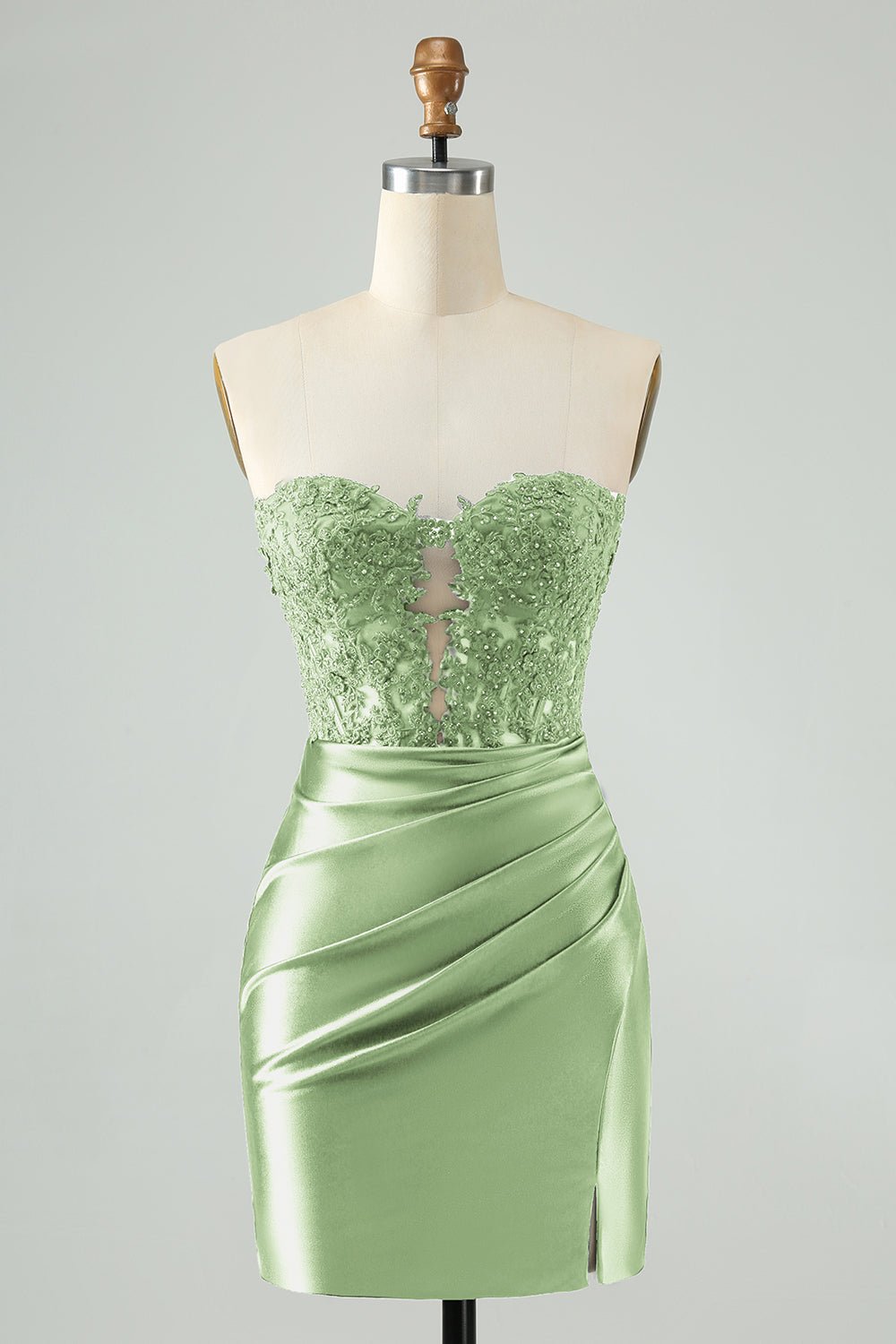 Sparkly Royal Blue Bodycon Strapless Hollow Out Mini Dress with Lace - Image 13