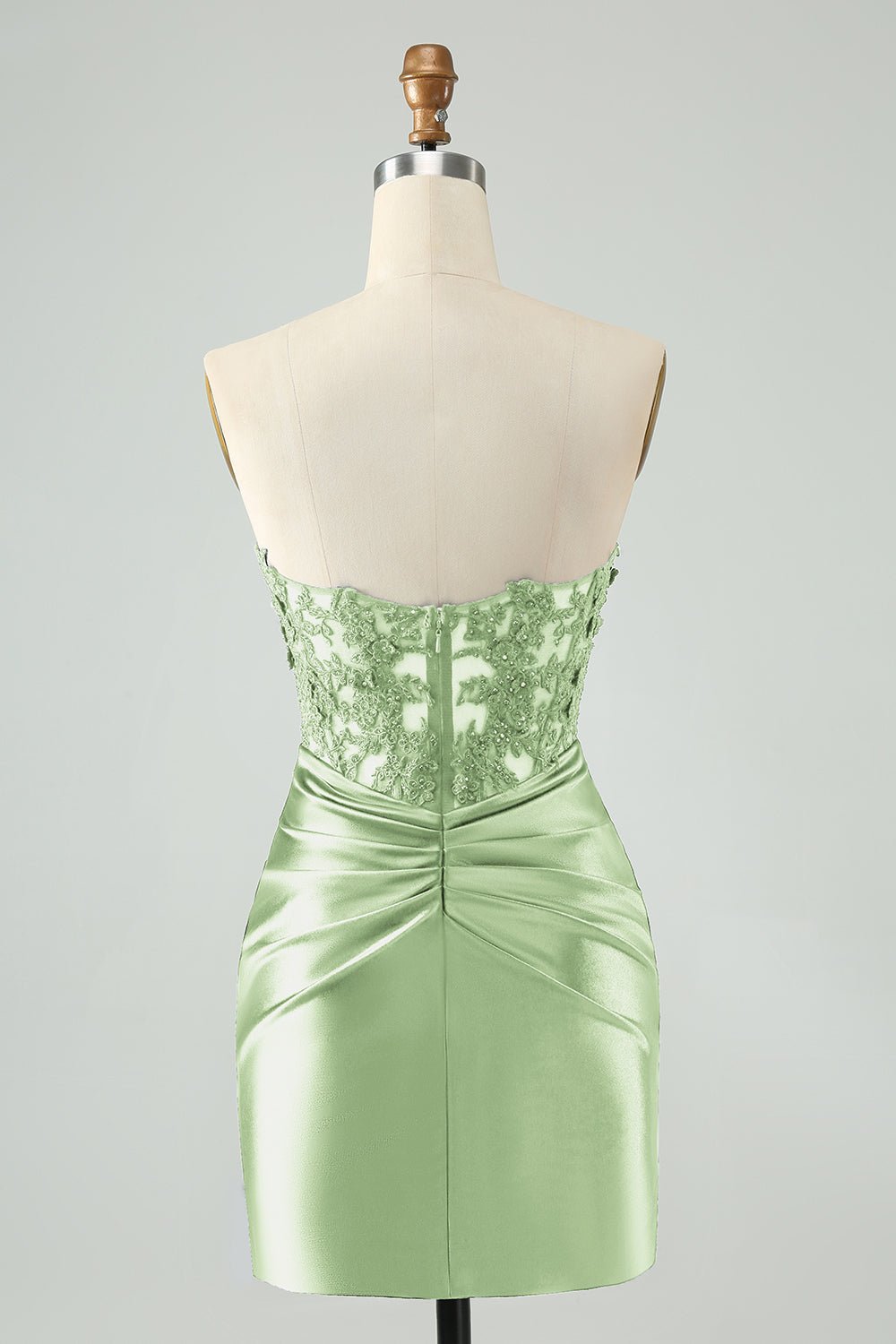 Sparkly Royal Blue Bodycon Strapless Hollow Out Mini Dress with Lace - Image 14