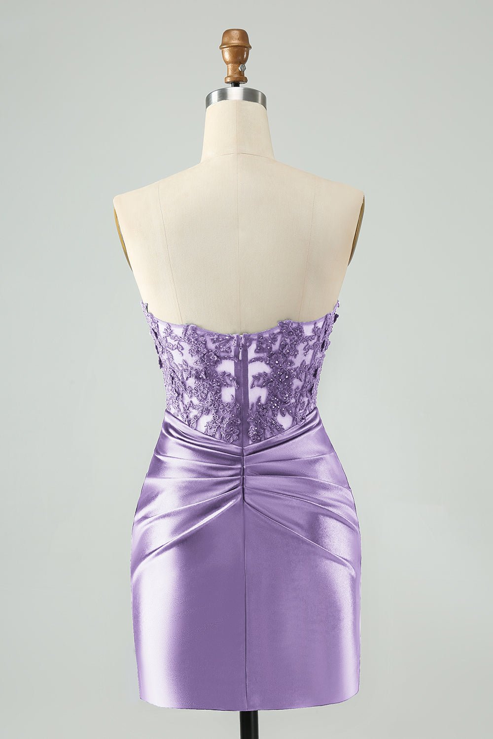 Sparkly Royal Blue Bodycon Strapless Hollow Out Mini Dress with Lace - Image 16