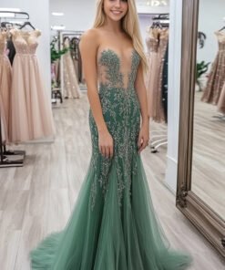 Agave Tulle Lace Sweetheart Sheath Prom Dress