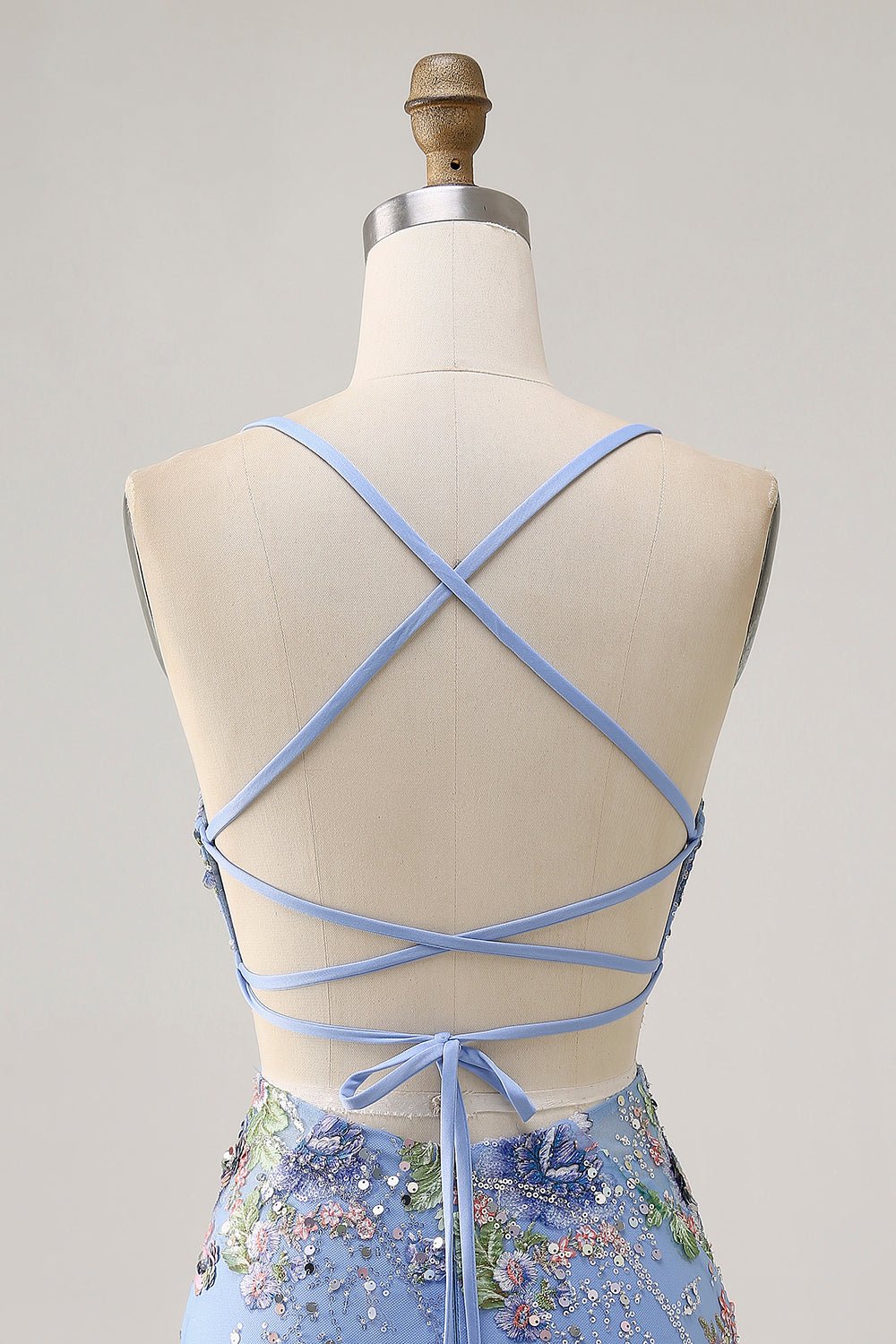 Floral Bodycon Sequin Pink Homecoming Dress with Lace-up Back - Image 19