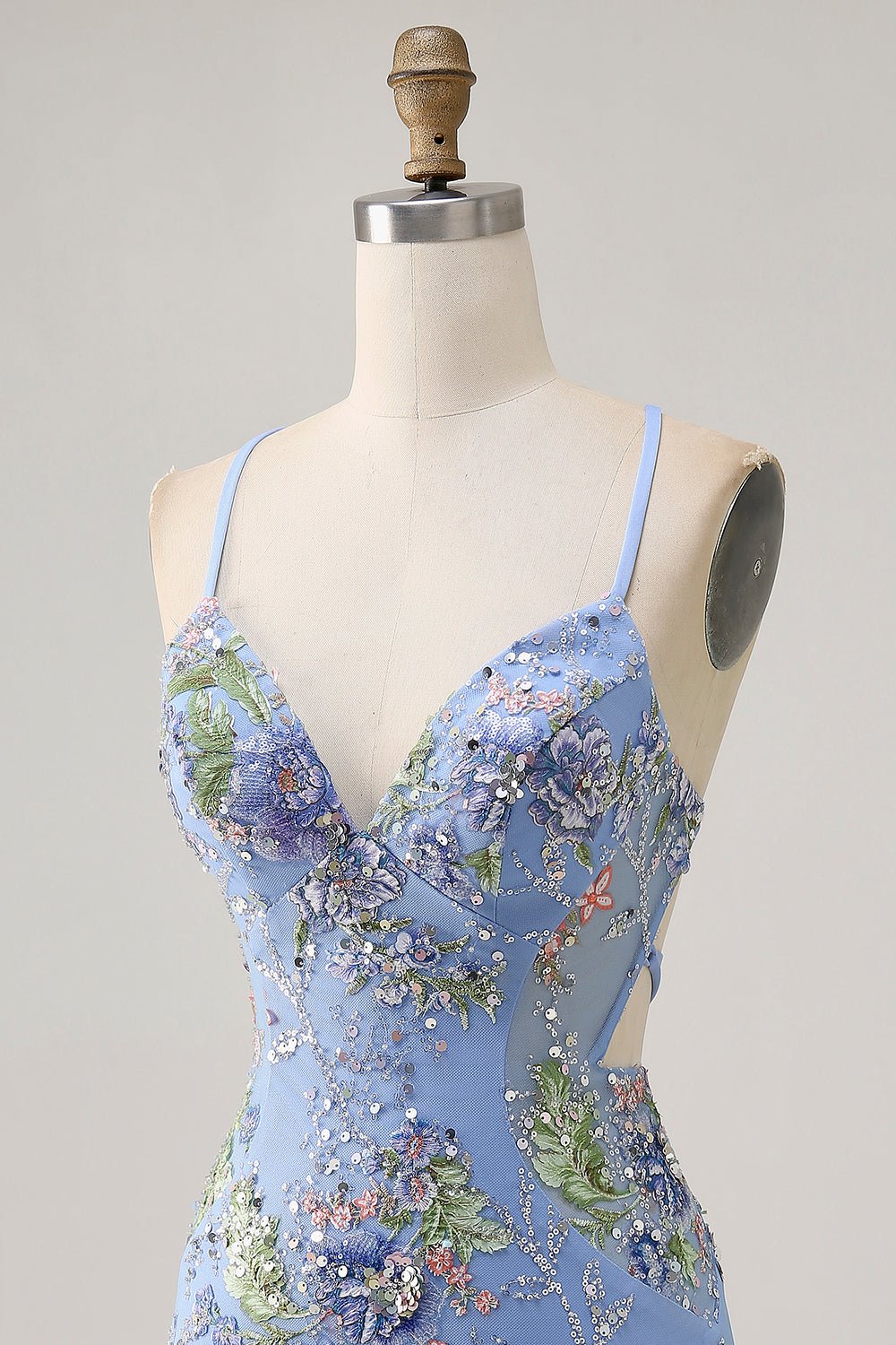 Floral Bodycon Sequin Pink Homecoming Dress with Lace-up Back - Image 20