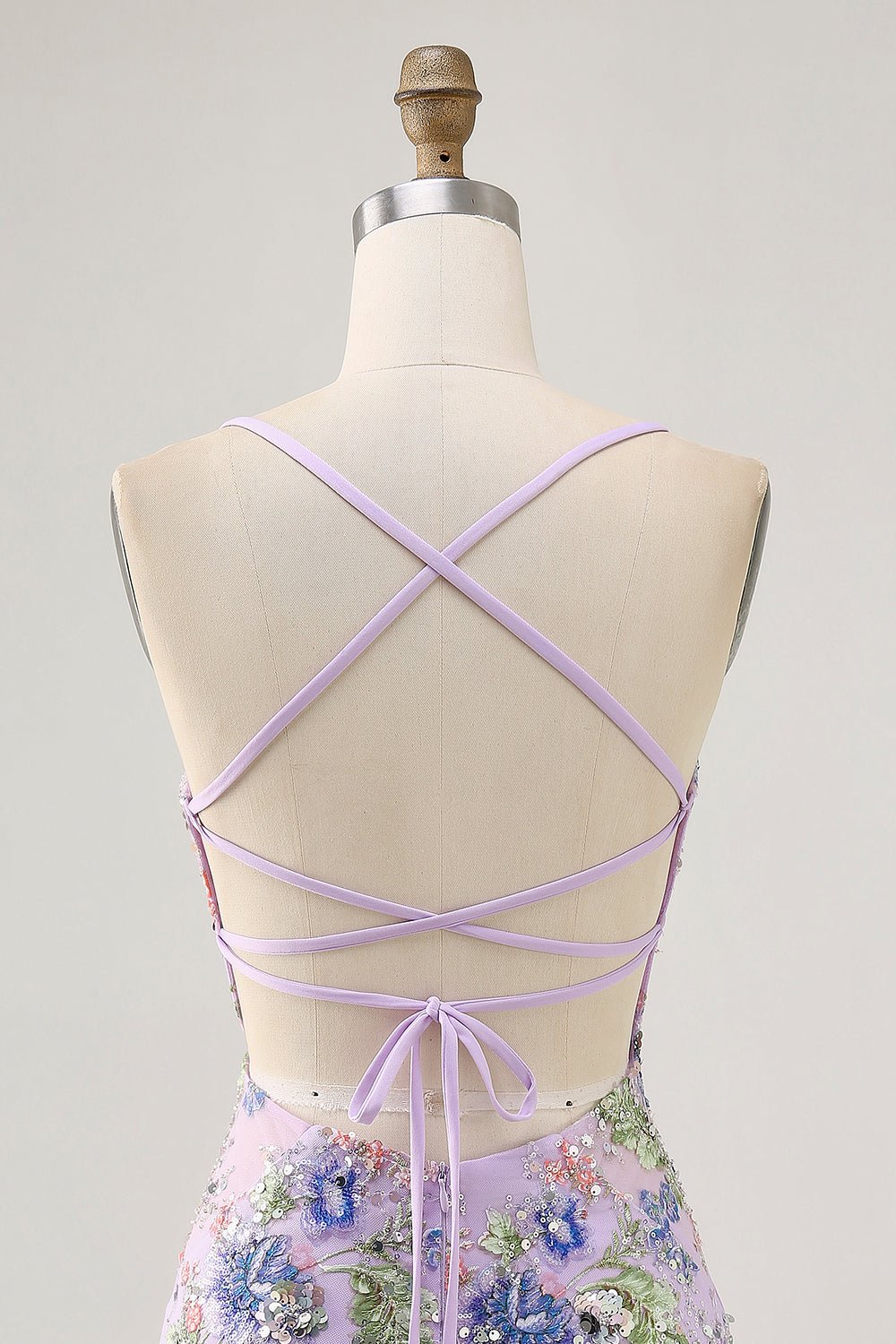 Floral Bodycon Sequin Pink Homecoming Dress with Lace-up Back - Image 13