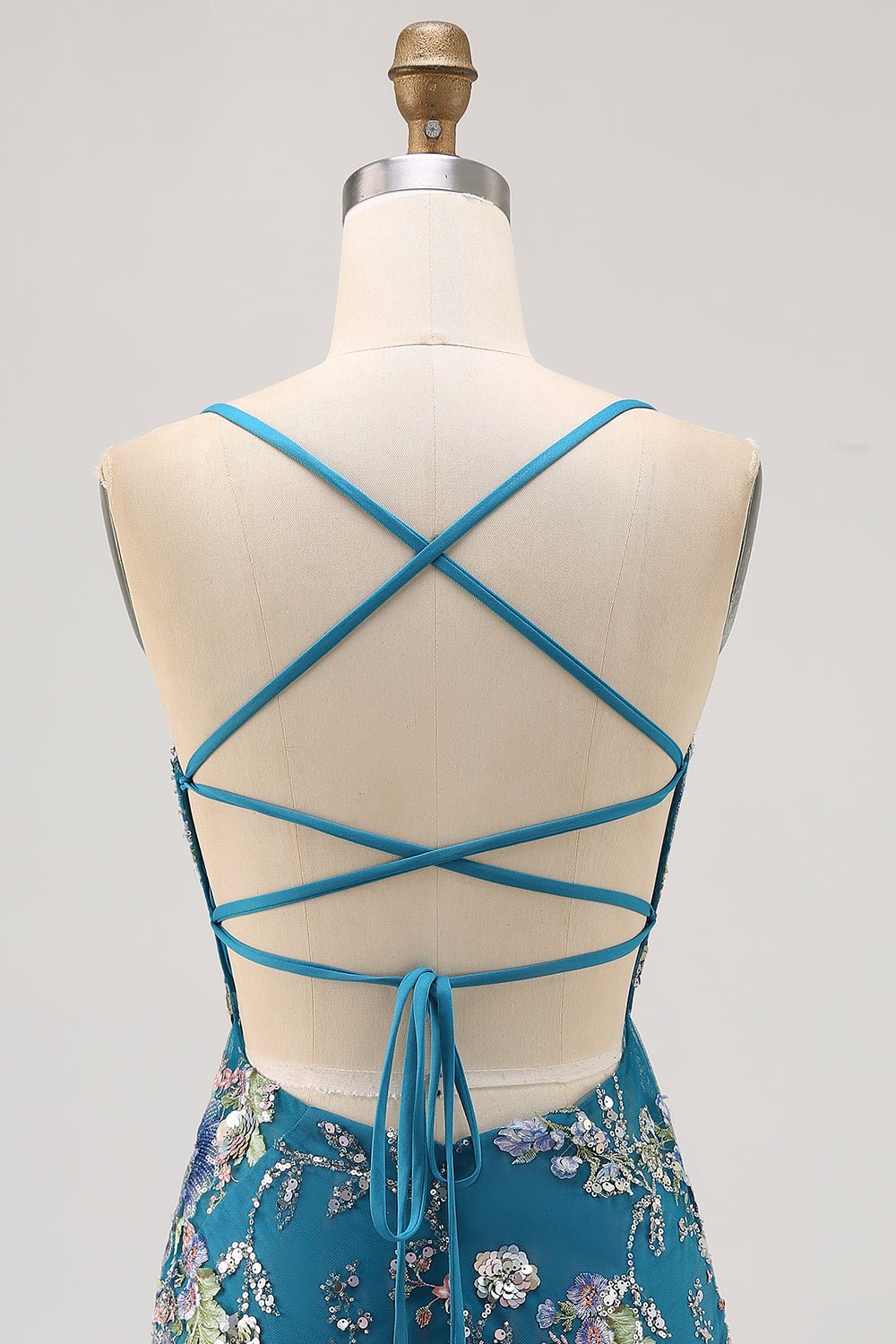 Floral Bodycon Sequin Pink Homecoming Dress with Lace-up Back - Image 26