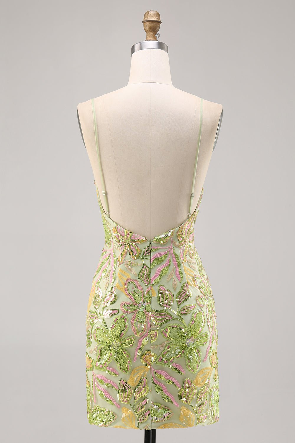Sparkly Green Spaghetti Straps Tight Homecoming Dress - Image 2