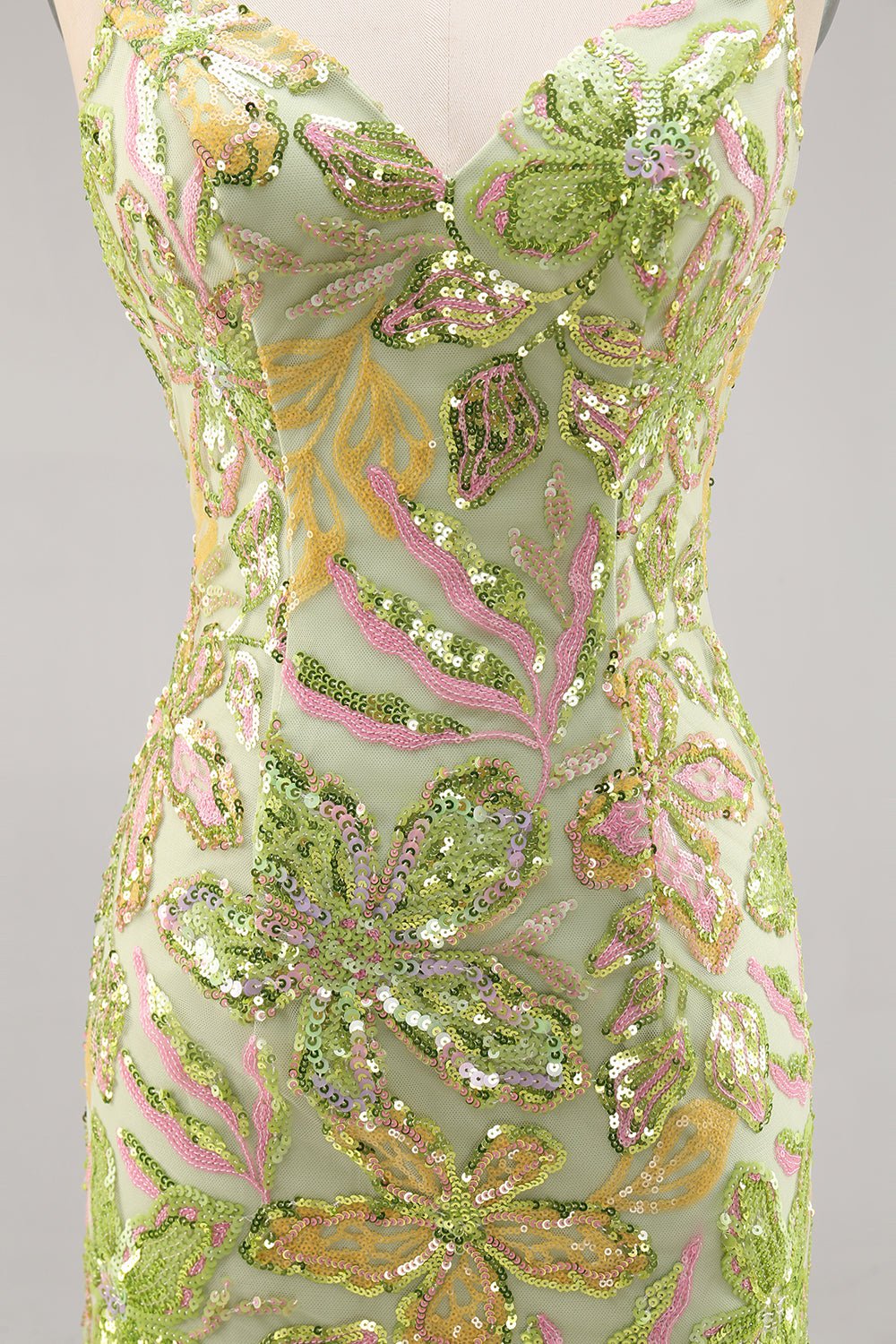 Sparkly Green Spaghetti Straps Tight Homecoming Dress - Image 7