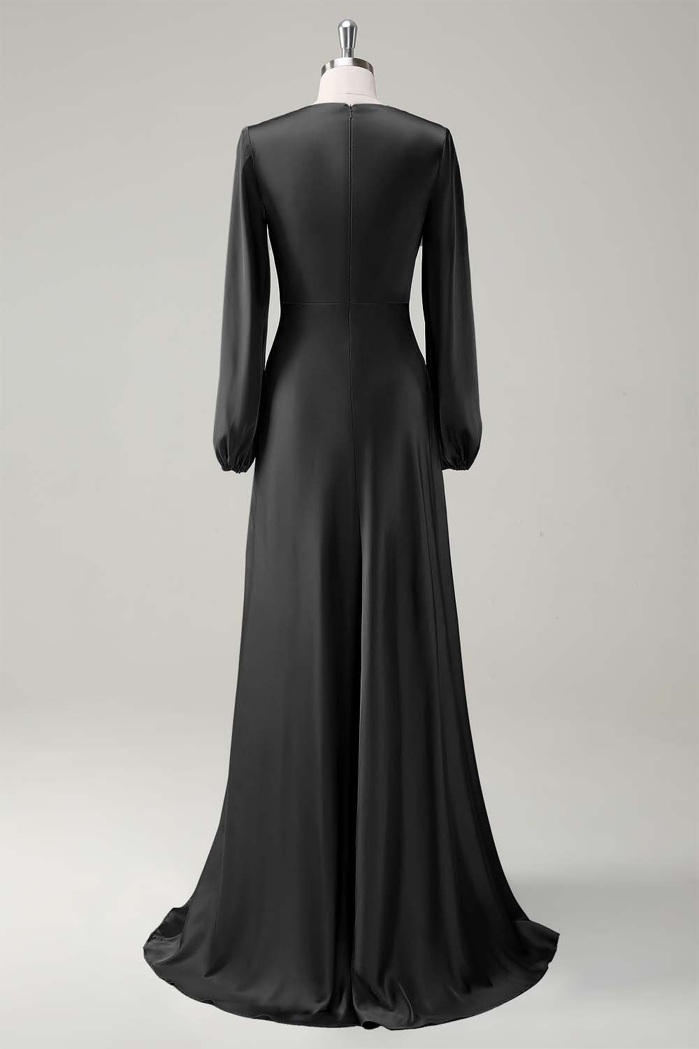 Modest Long Sleeve Round Neck Sage Bridesmaid Dress - Image 8