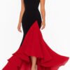 Black and Red Mermaid Ruffled Maxi Formal Dress