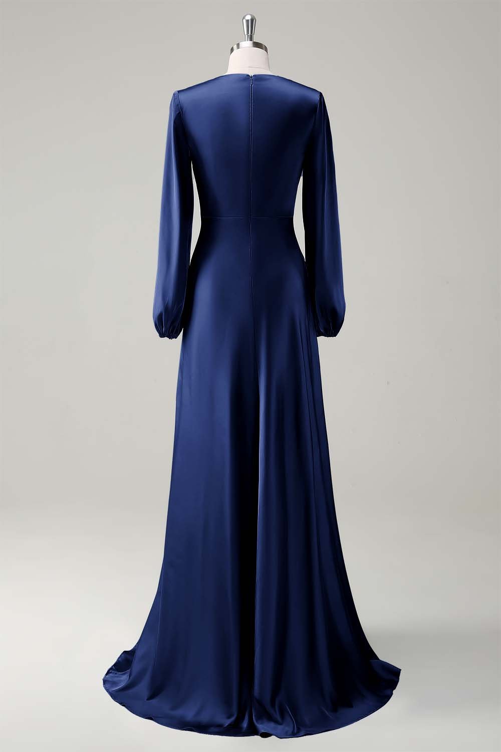 Modest Long Sleeve Round Neck Sage Bridesmaid Dress - Image 14