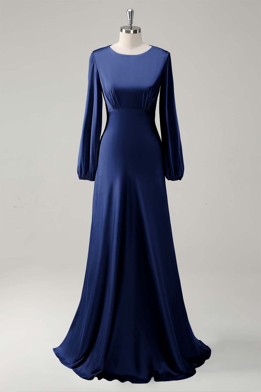 Modest Long Sleeve Round Neck Sage Bridesmaid Dress - Image 13