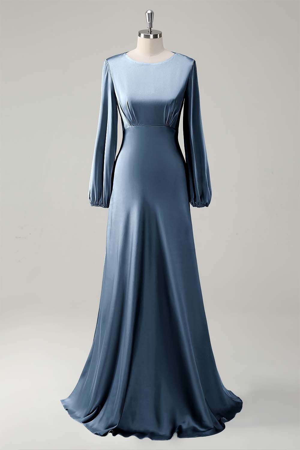 Modest Long Sleeve Round Neck Sage Bridesmaid Dress - Image 15