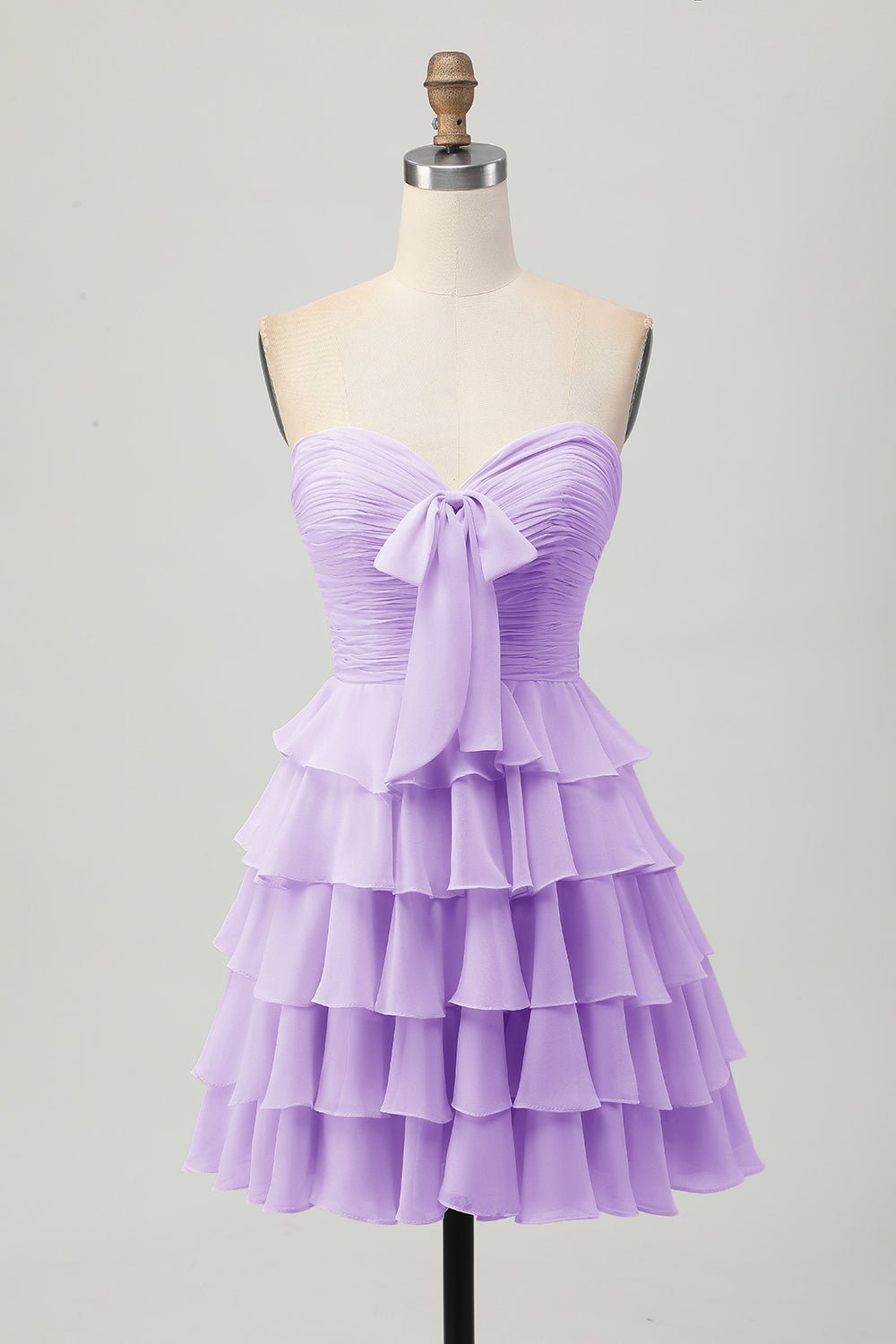 Light Yellow Strapless Tiered Ruffle A-Line Homecoming Dress - Image 17