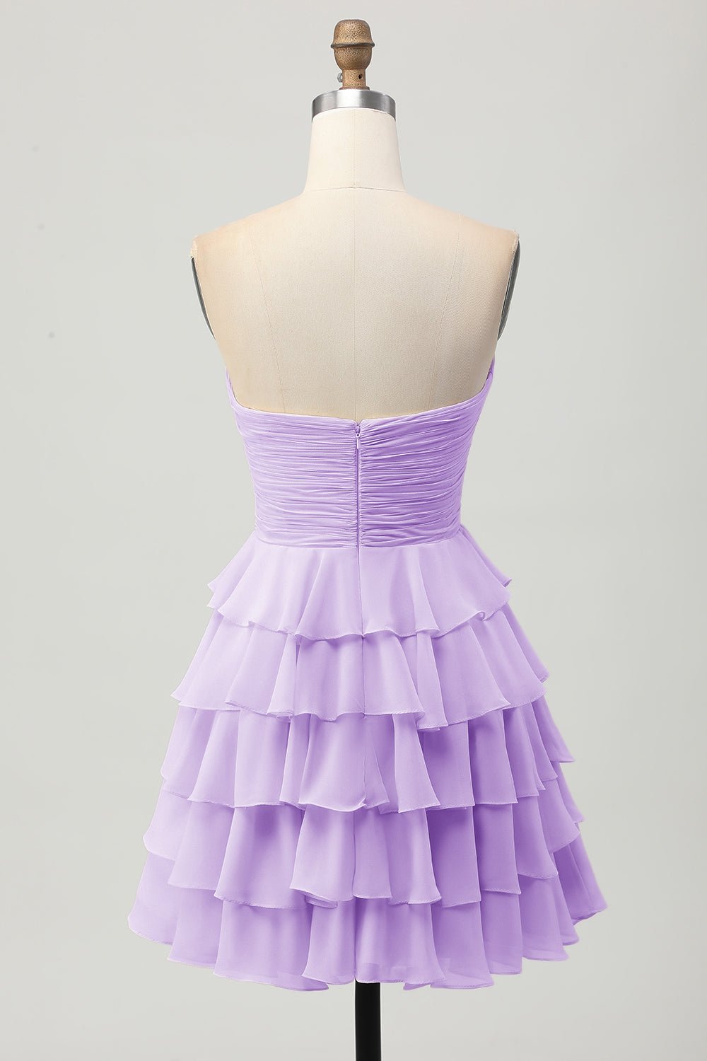 Light Yellow Strapless Tiered Ruffle A-Line Homecoming Dress - Image 18