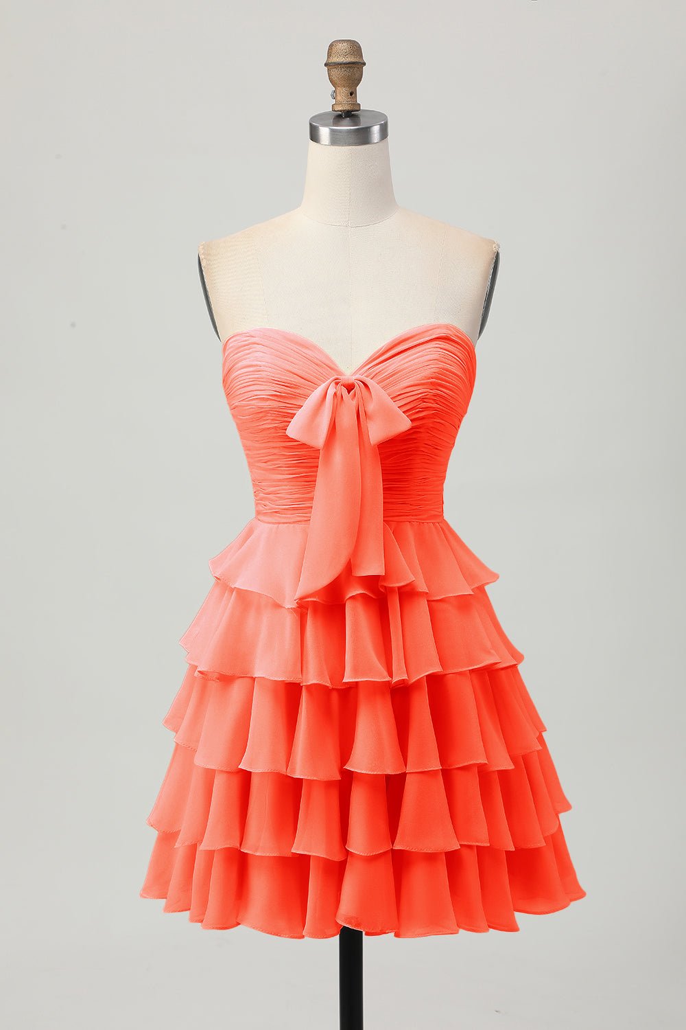Light Yellow Strapless Tiered Ruffle A-Line Homecoming Dress - Image 19