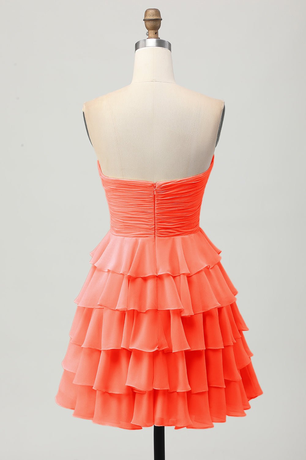 Light Yellow Strapless Tiered Ruffle A-Line Homecoming Dress - Image 20