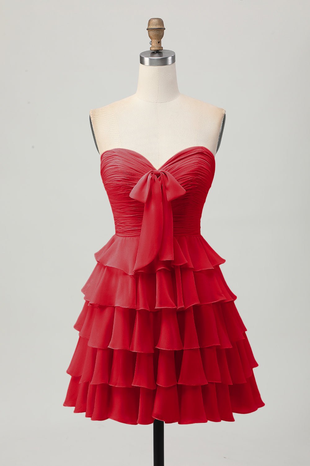 Light Yellow Strapless Tiered Ruffle A-Line Homecoming Dress - Image 23