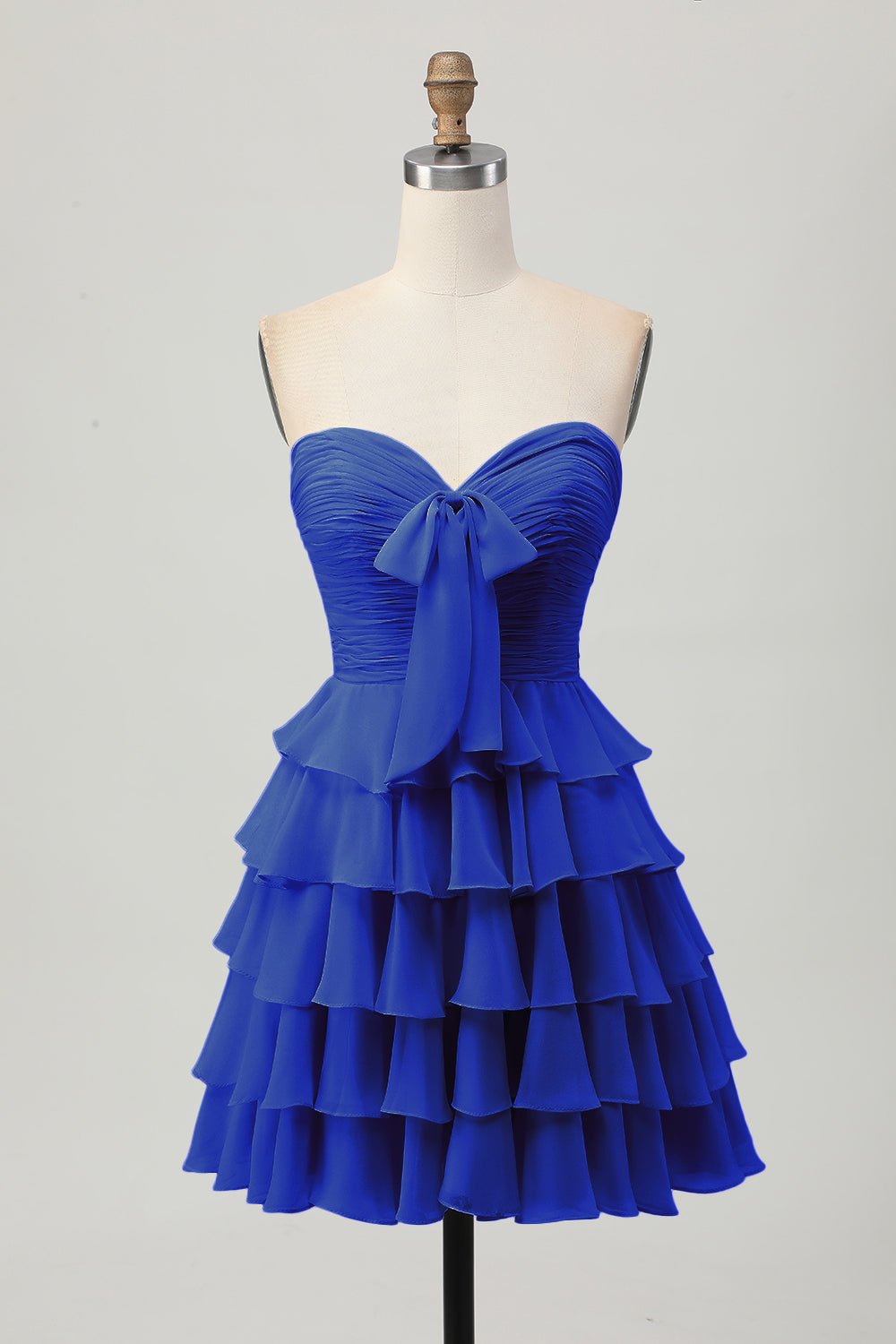 Light Yellow Strapless Tiered Ruffle A-Line Homecoming Dress - Image 25