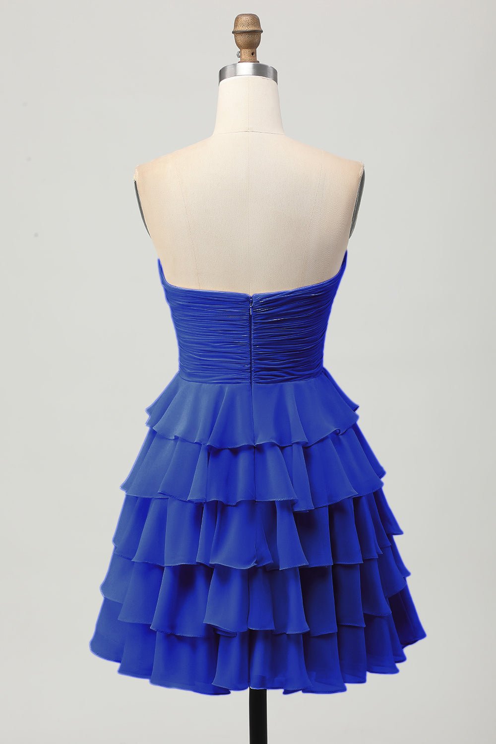 Light Yellow Strapless Tiered Ruffle A-Line Homecoming Dress - Image 26