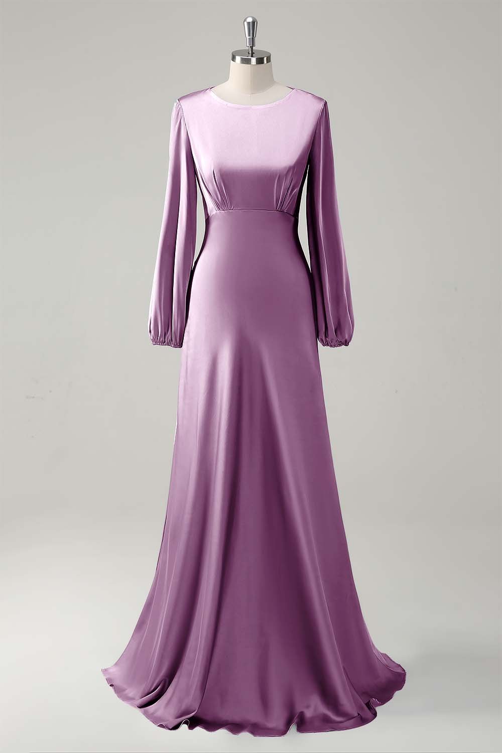 Modest Long Sleeve Round Neck Sage Bridesmaid Dress - Image 25