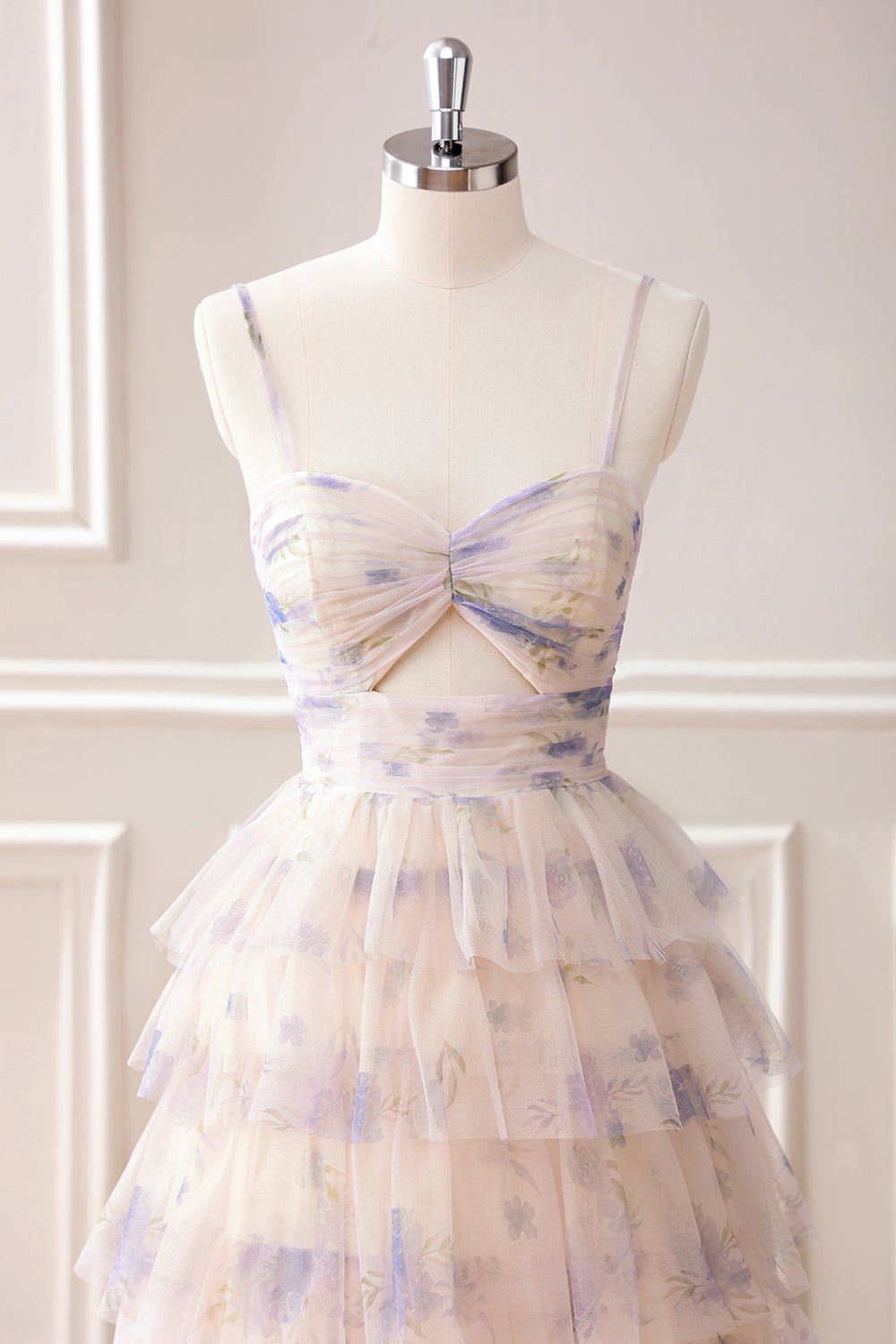 Lavender Flower Tiered Princess Maxi Dress - Image 4